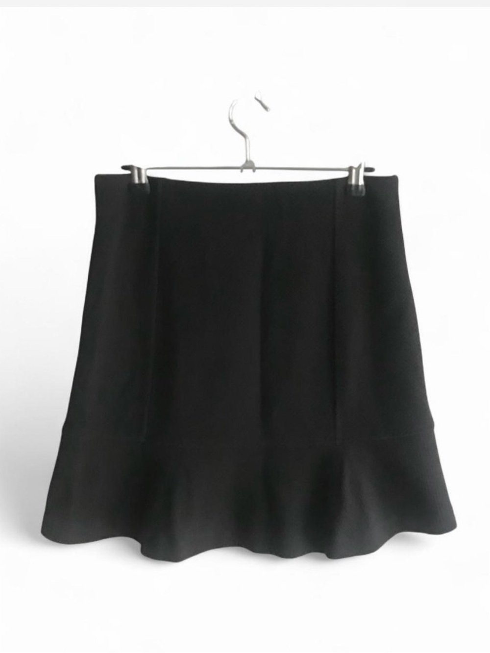 Ann Taylor LOFT Textured Black Flounce Mini Skirt with Ruffle Hem Sz XS